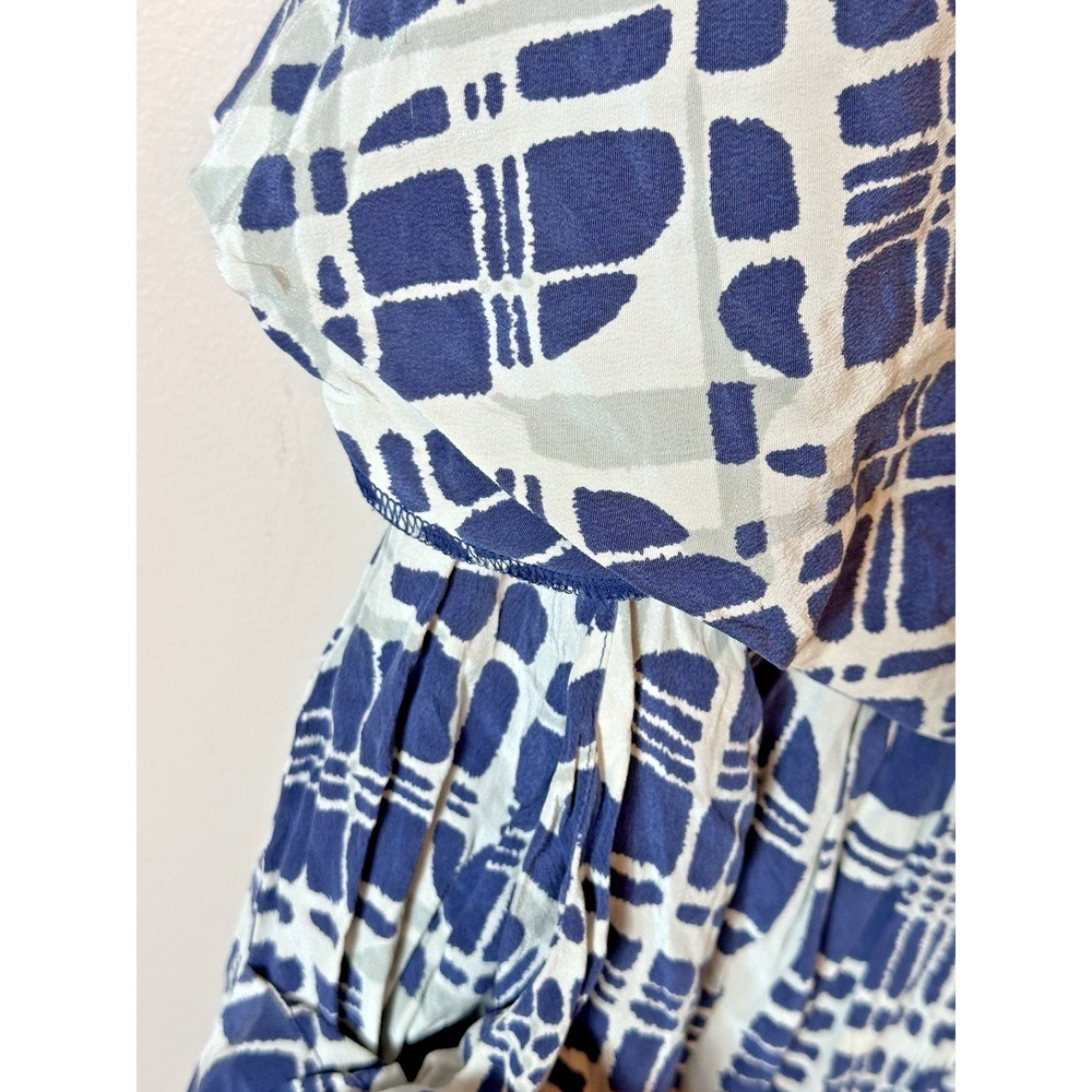 EVER By Nordstrom Romper Dress Large Blue White 100 Silk Romper Pockets Vacay L - Picture 9 of 14